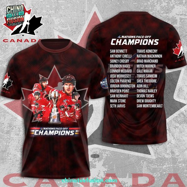 4 Nations Face-Off Champions 2025 Canada Hockey 3D T-Shirt