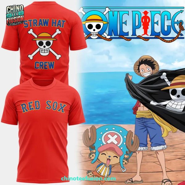 Boston Red Sox x One Piece Straw Hat Crew For Fans 2025 3D T-Shirt