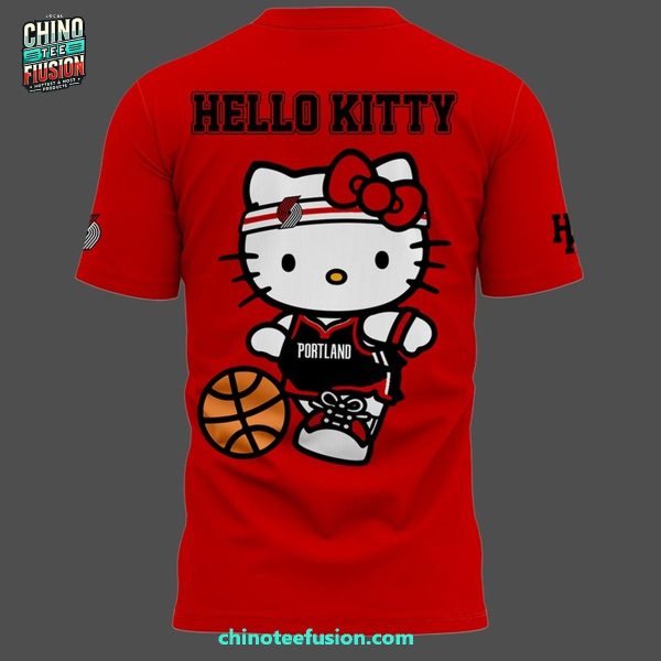 Portland Trail Blazers x Hello Kitty Red For Fans 3D T-Shirt