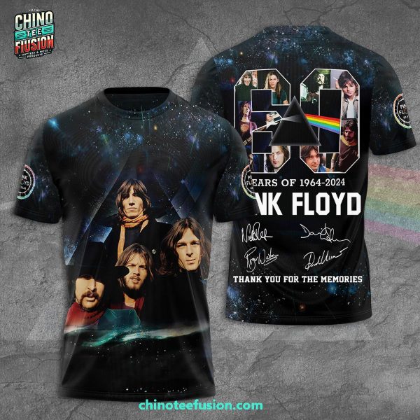 Year Of 1964-2024 Pink Floyd Thank You For The Memories 3D T-Shirt