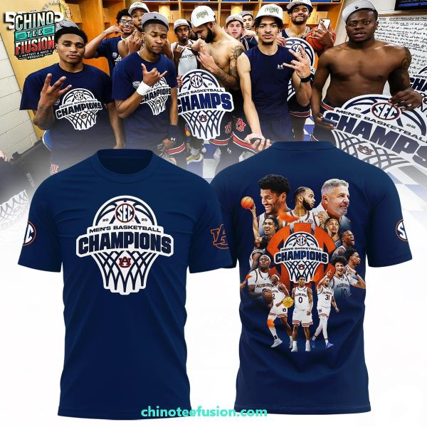 Auburn Tigers Men’s Basketball SEC 2025 Regular Season Champions 3D T-Shirt