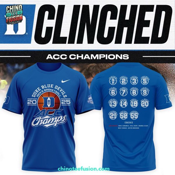 Duke Blue Devils Men’s Basketball 2025 ACC Conference Tournament Champions 3D T-Shirt