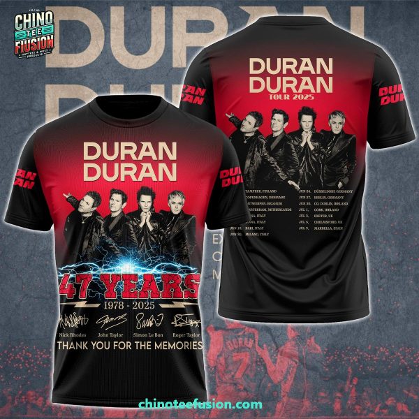 Duran Tour 2025 47 Years Thank You For The Memories 3D T-Shirt