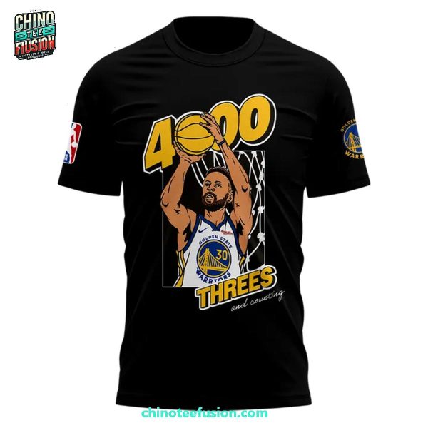 Golden State Warriors 4.000 Threes And Counting Record Tour Continues Stephen Curry 3D T-Shirt