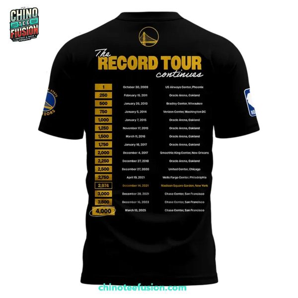 Golden State Warriors 4.000 Threes And Counting Record Tour Continues Stephen Curry 3D T-Shirt