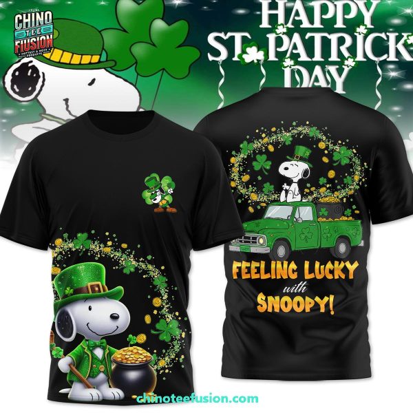 Happy St Patrick Day Feeling lucky With Snoopy 3D T-Shirt