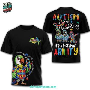 Jimmy Buffett Margaritaville Autism Is Not A Disability It’s A Different Ability 3D T-Shirt