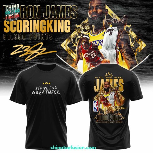 Lebron James All Hail The King 50,000 Points Regula Season & Playoffs Combined 3D T-Shirt