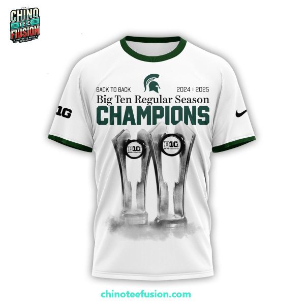 Michigan State Spartans Back To Back Big Ten Regula Season 2024-2025 Champions 3D T-Shirt