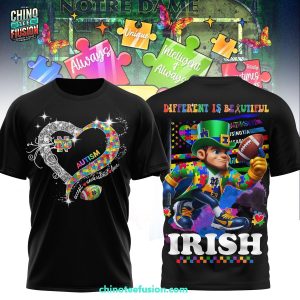 Notre Dame Fighting Irish Autism Different Is Beautiful Irish 3D T-Shirt