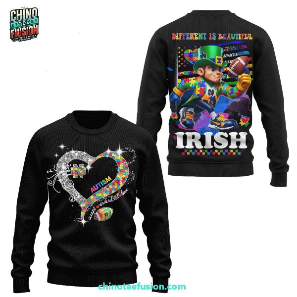 Notre Dame Fighting Irish Autism Different Is Beautiful Irish 3D T-Shirt