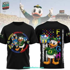 Oregon Ducks Autism Awareness Respect Euqality Support Love Inclusion Acceptance 3D T-Shirt