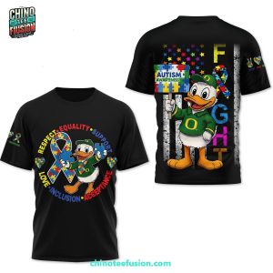 Oregon Ducks Autism Awareness Respect Euqality Support Love Inclusion Acceptance 3D T-Shirt