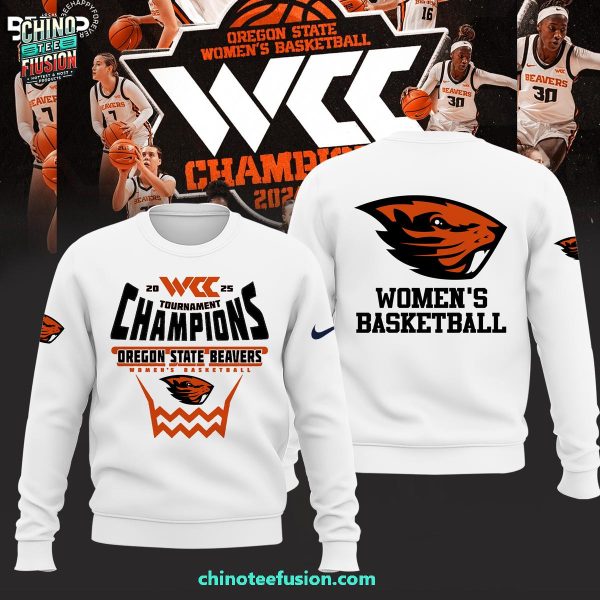 Oregon State Beavers WCC Womens Basketball Conference Tournament Champions 2025 3D T-Shirt – White