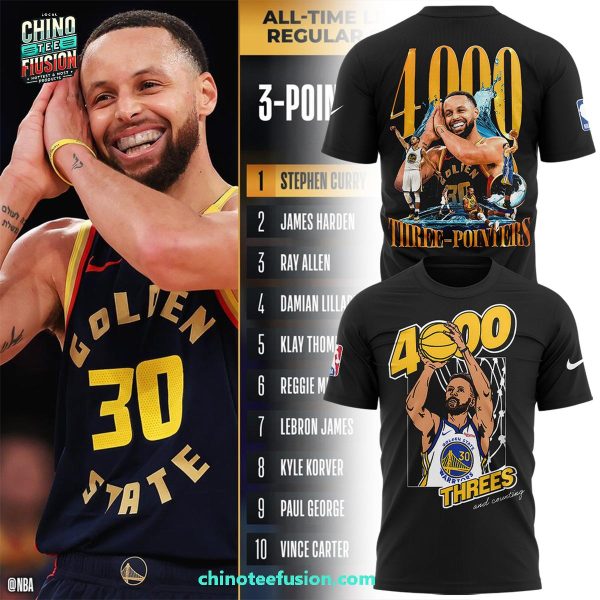 Stephen Curry makes 4000th 3-Pointer Making NBA History 3D T-Shirt