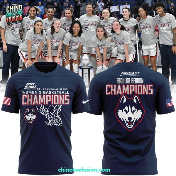 UConn Huskies Big East Conference 2024-2025 Reular Season Women’s Basketball Champions 3D T-Shirt