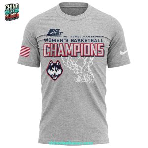 UConn Huskies Big East Conference 2024-2025 Reular Season Women’s Basketball Champions 3D T-Shirt – Grey