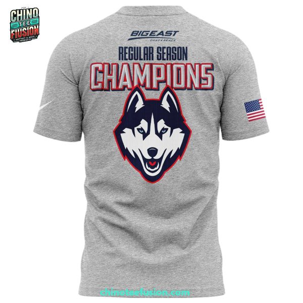 UConn Huskies Big East Conference 2024-2025 Reular Season Women’s Basketball Champions 3D T-Shirt – Grey