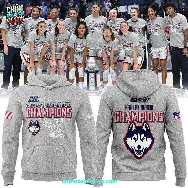 UConn Huskies Big East Conference 2024-2025 Reular Season Women’s Basketball Champions 3D T-Shirt – Grey