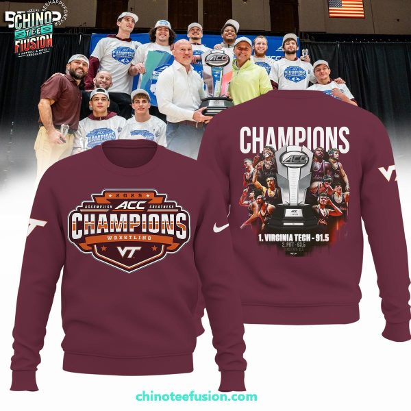 Virginia Tech Hokies 2025 ACC Wrestling Conference Tournament Champions 3D T-Shirt